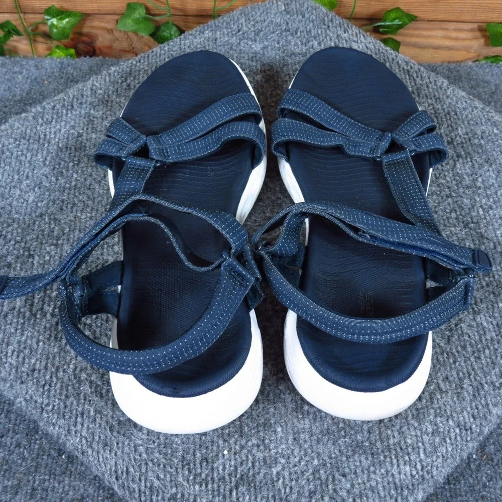 Skechers On-the-Go 600 Brilliancy Women Shoe Sandal 10 Walking Navy Blue Textile